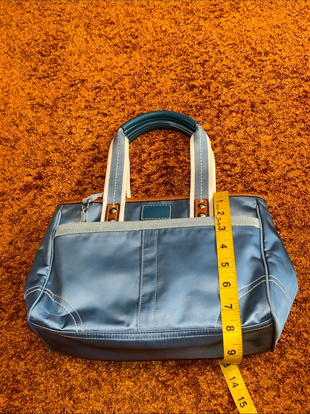 Coach Blue Satchel with Light Blue Trim and Dual Handles - Picture 3 of 9